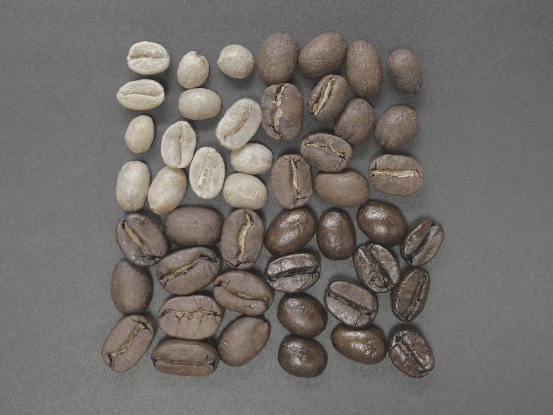 Showing 4 stages a coffee bean goes through when roasted