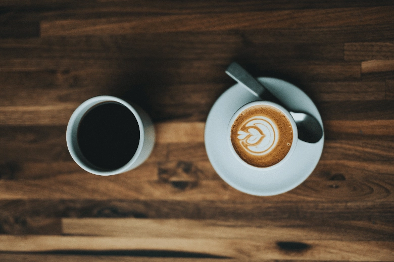 Photo of a drip coffee vs espresso coffee