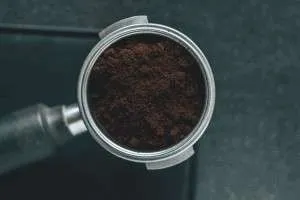 ground coffee in a portafilter