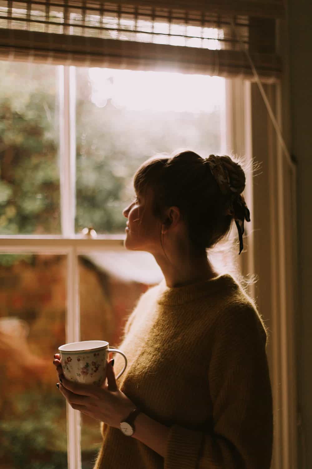 Enjoying coffee at home