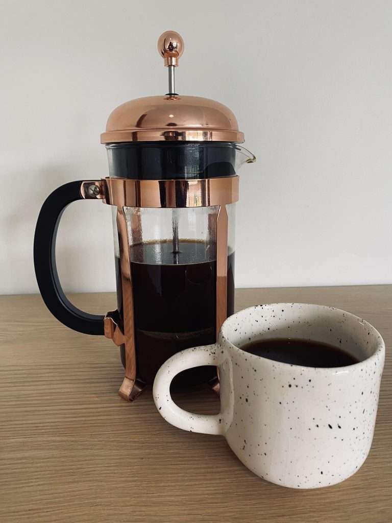 French press and coffee
